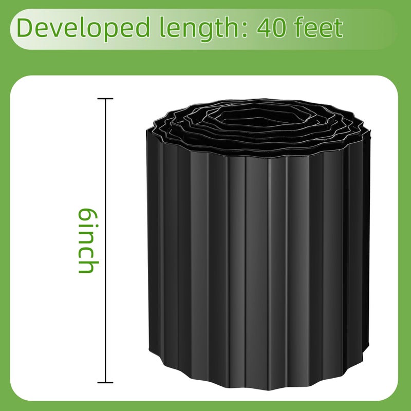 ZXZYHFTY Corrugated Metal Garden Edging, Landscape Edging Border, 6 ""  40 Ft Corrugated Metal Fence for Garden, Flower Bed, Lawn and Landscape Edging (Black) - Image 2